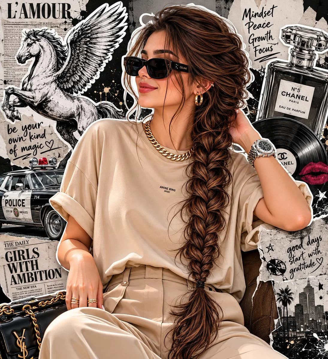 Grunge Fashion Editorial Collage portrait GPT Image 2 prompt example