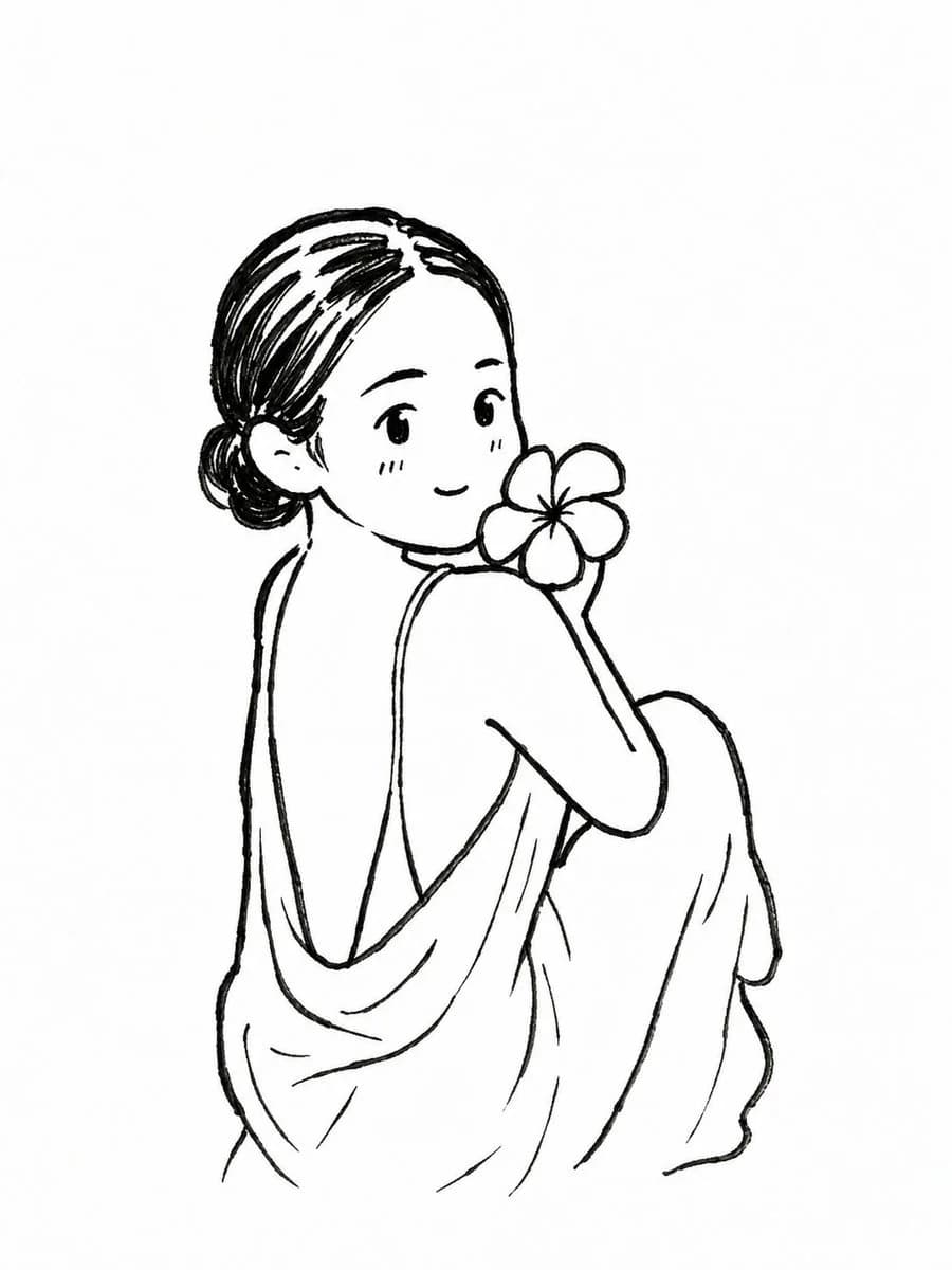 Hand-Drawn Chibi Doodle Illustration with stylized character detail, expressive pose, and clean illustration framing