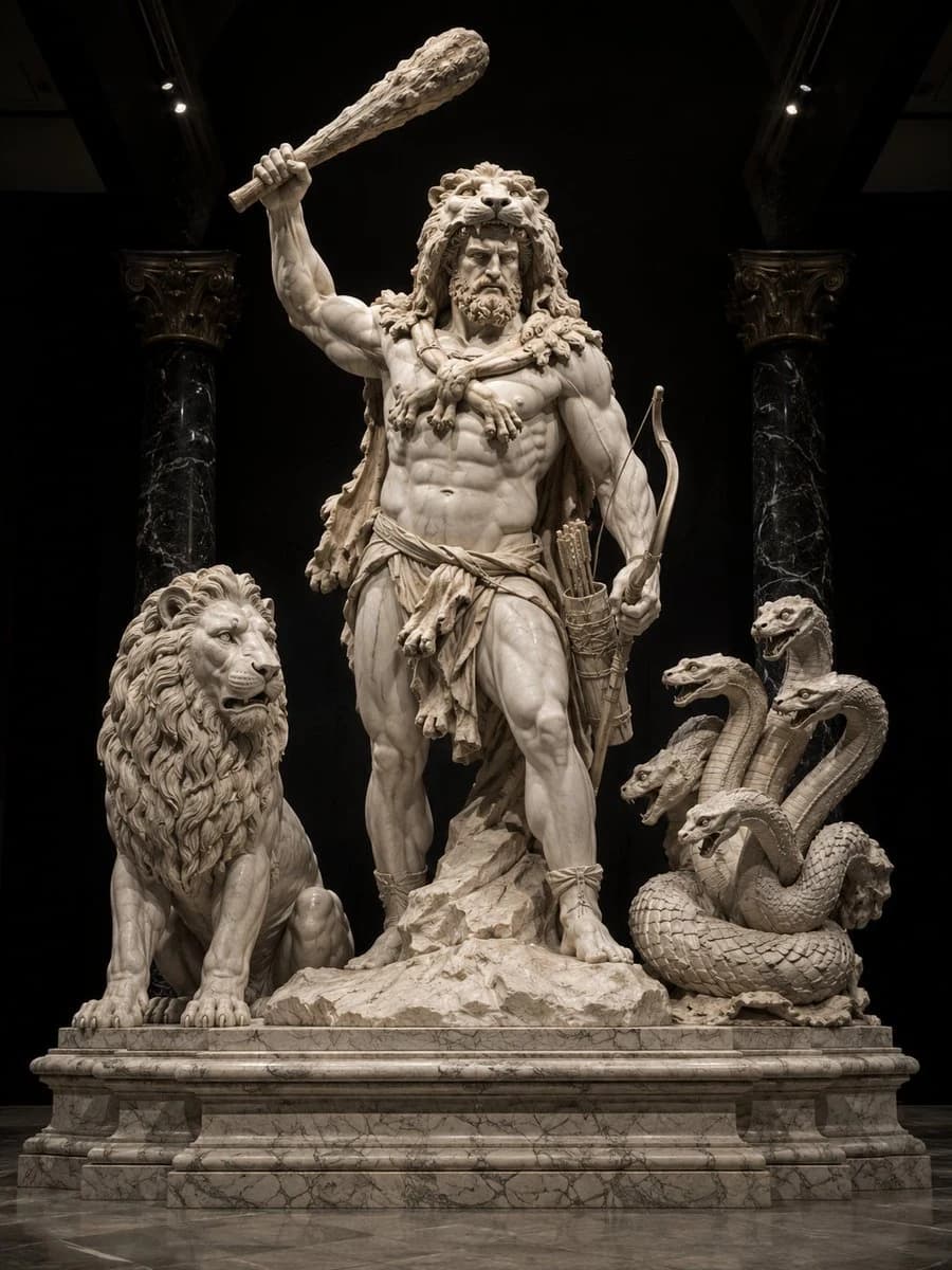 Heracles Marble Statue infographic visual