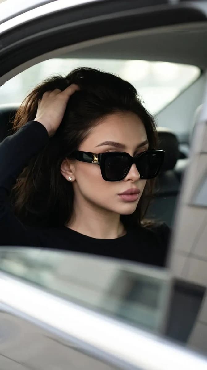 High-fashion Candid Portrait in Luxury Car social media visual