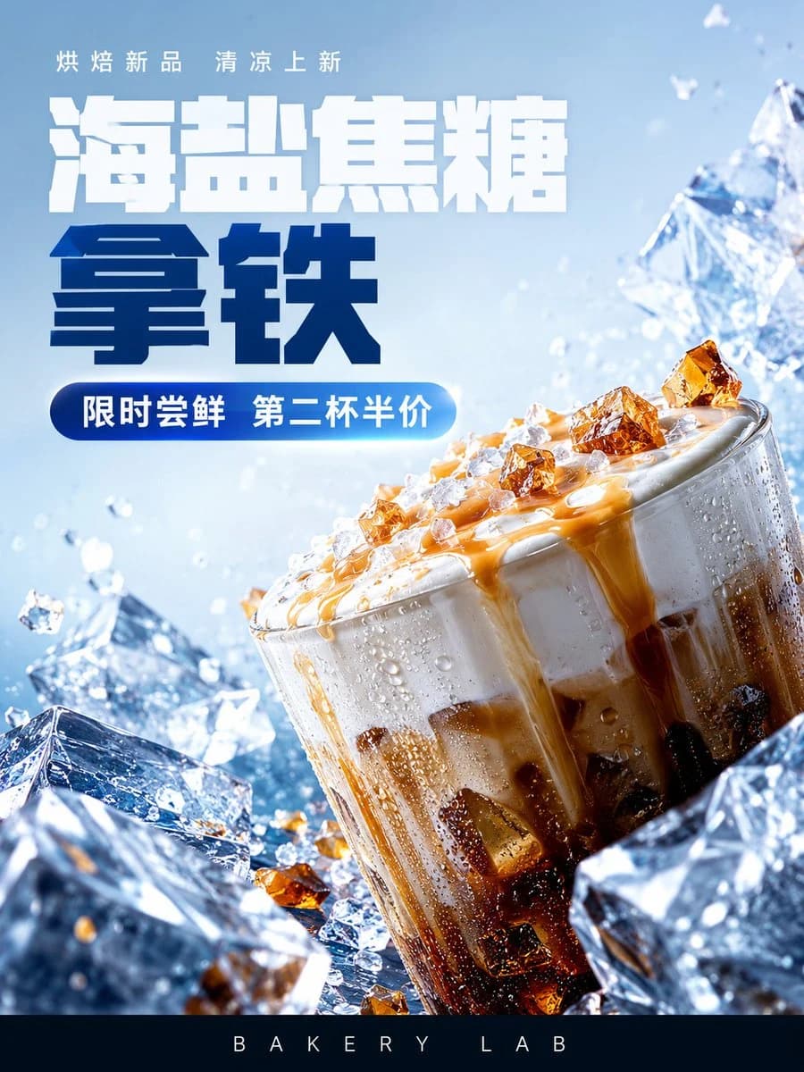 Iced Caramel Latte Poster ad creative visual