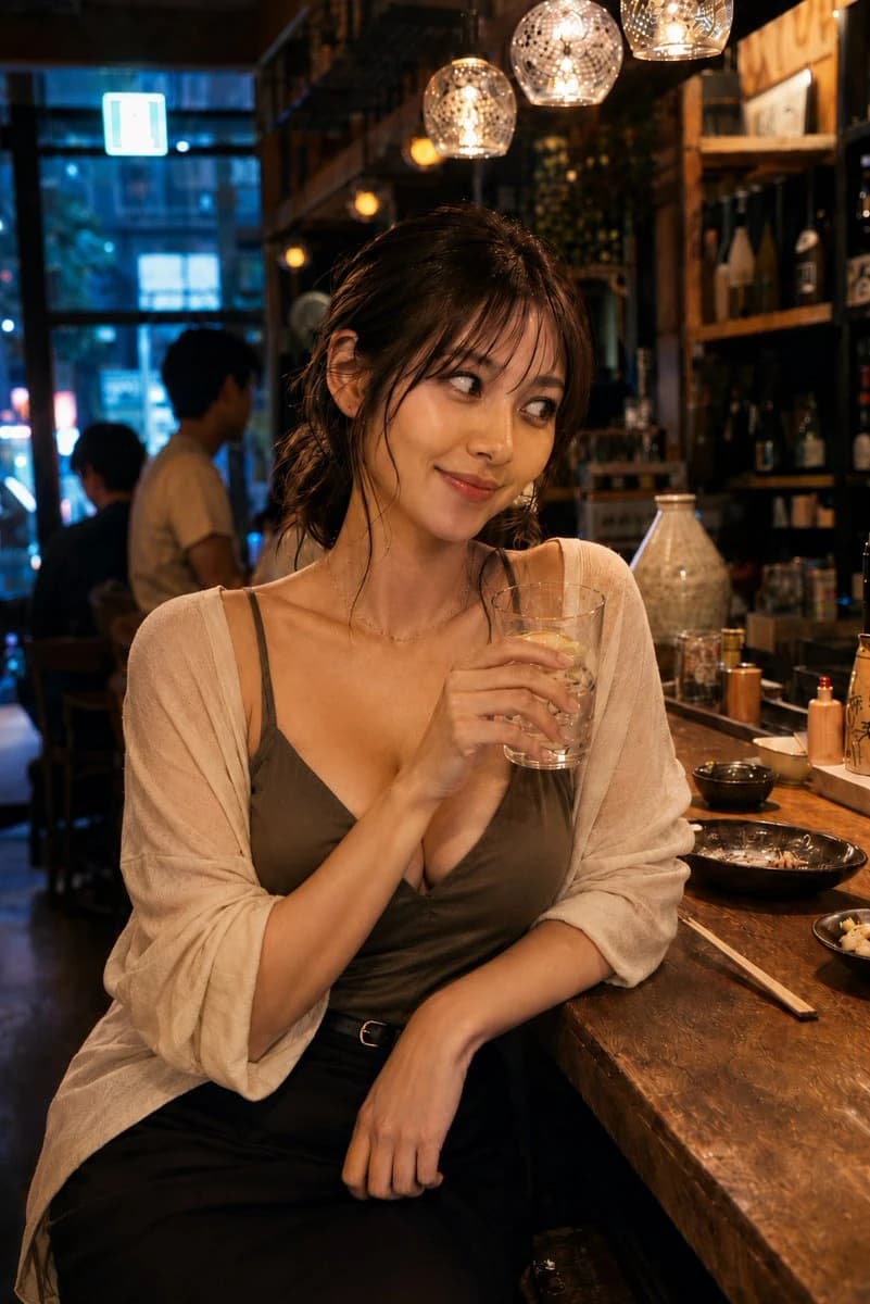 Izakaya Night Profile Portrait with a scroll-ready composition, expressive subject and cinematic social post styling