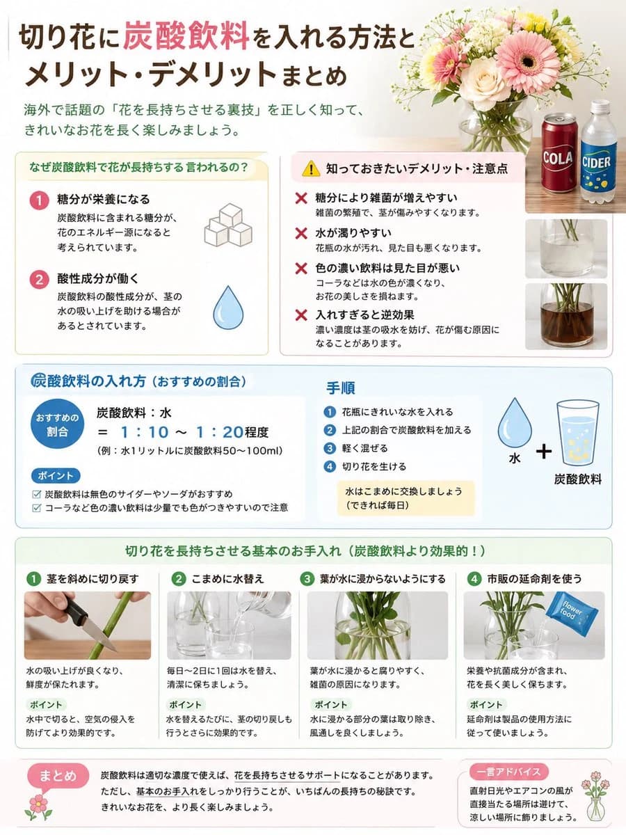 Japanese Cut Flower Soda Care Infographic infographic visual