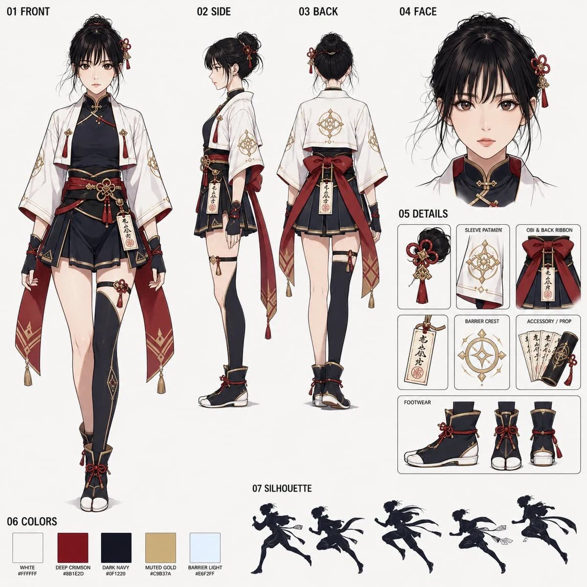 Japanese Fantasy Kekkai-shi Character Sheet storyboard visual