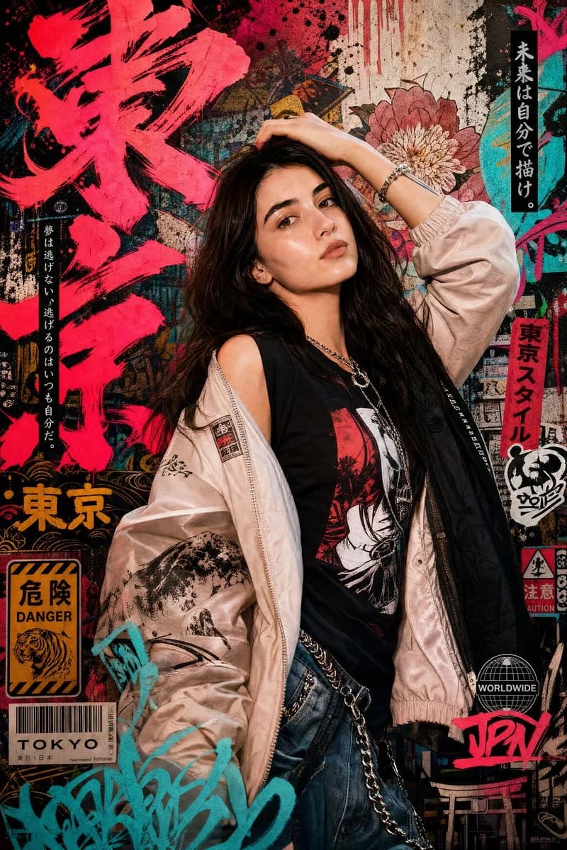 Japanese Graffiti Portrait Poster portrait GPT Image 2 prompt example