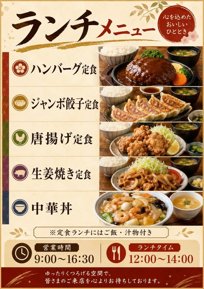 Japanese Lunch Menu Poster ad creative with product-focused composition, campaign styling and commercial lighting