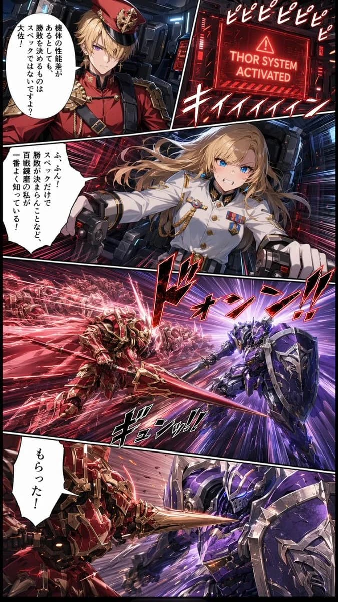 Japanese Webtoon Mecha Battle Page storyboard visual