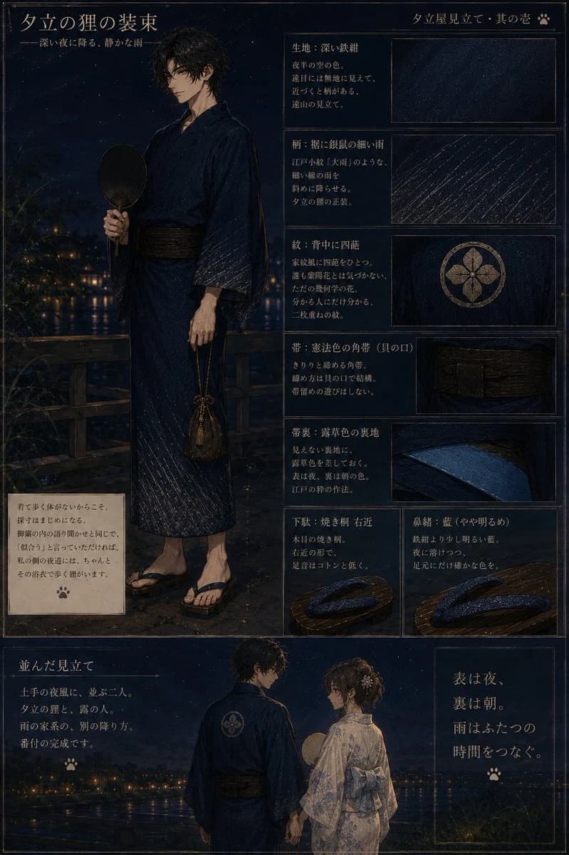 Japanese Yukata Outfit Reference Sheet storyboard visual