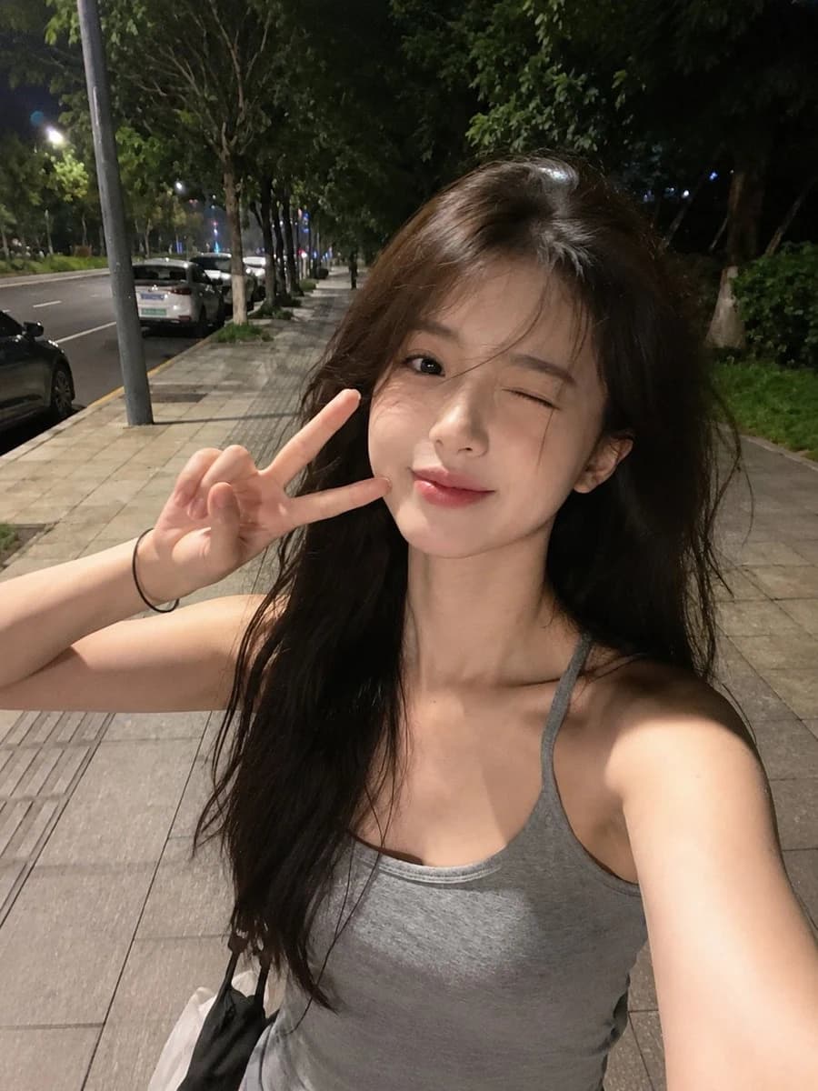 Late-Night City Walk Smartphone Selfie portrait visual