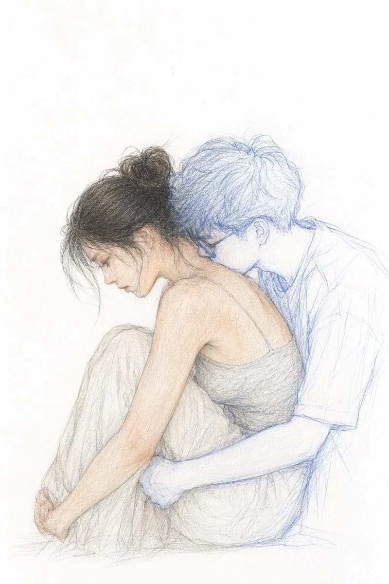 Longing Colored Pencil Couple with social-ready composition, lifestyle framing and shareable visual storytelling