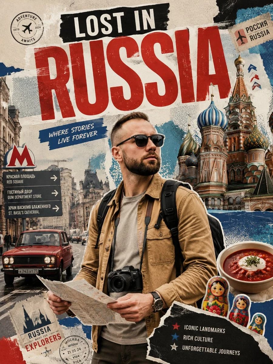 Lost in Russia Travel Collage social media visual