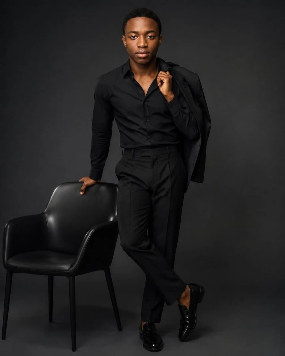 Luxury Black Menswear Portrait ad creative visual