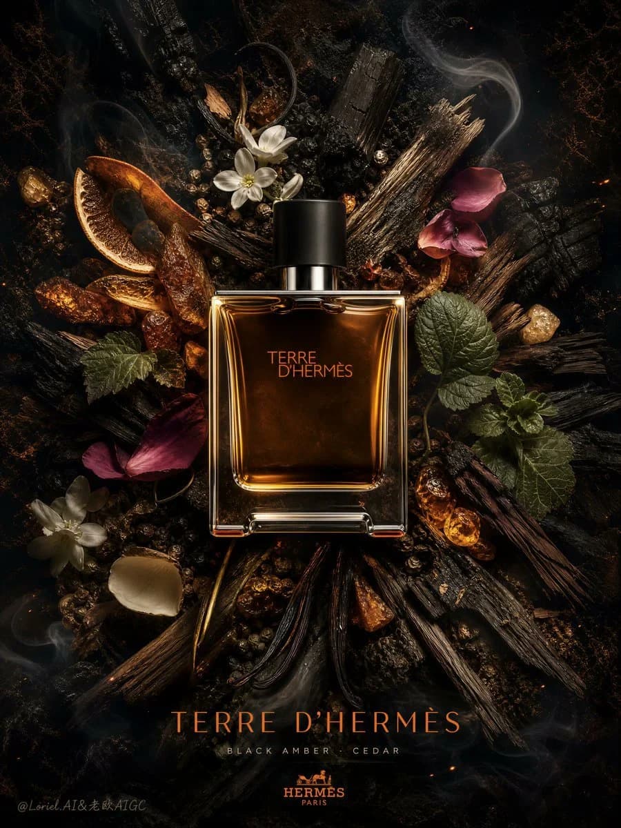 Luxury Fragrance Flat-Lay Poster ad creative visual