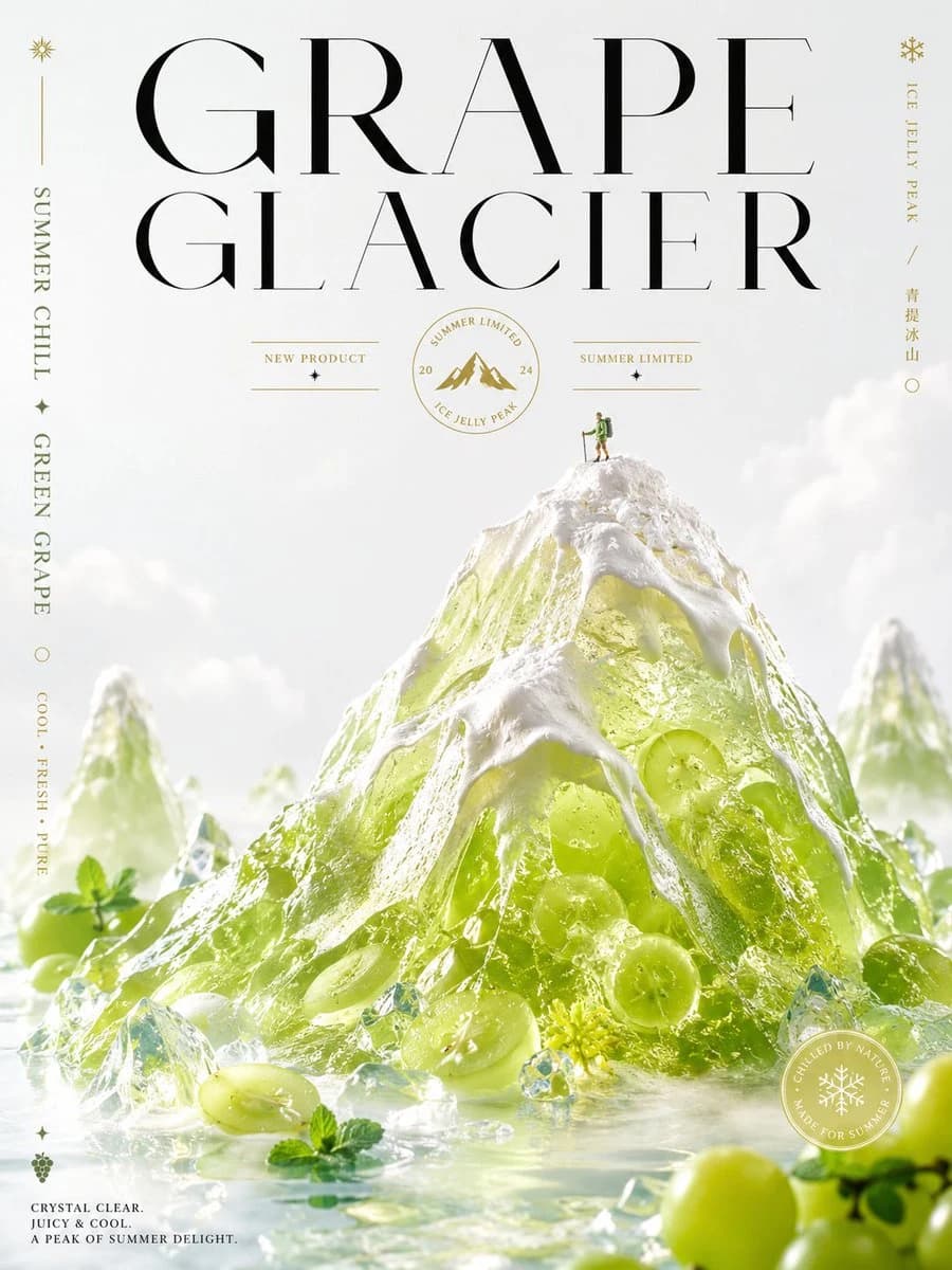 Luxury Grape Glacier Dessert Poster ad creative visual