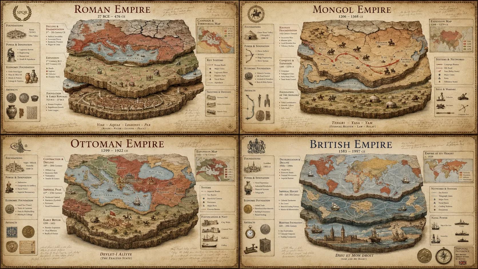 Luxury Civilization Strategy Card with separated components, labeled structure details and technical product-diagram styling