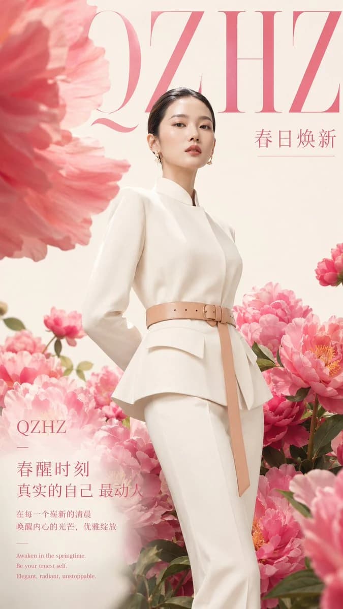 Luxury Spring Peony Fashion Poster ad creative visual