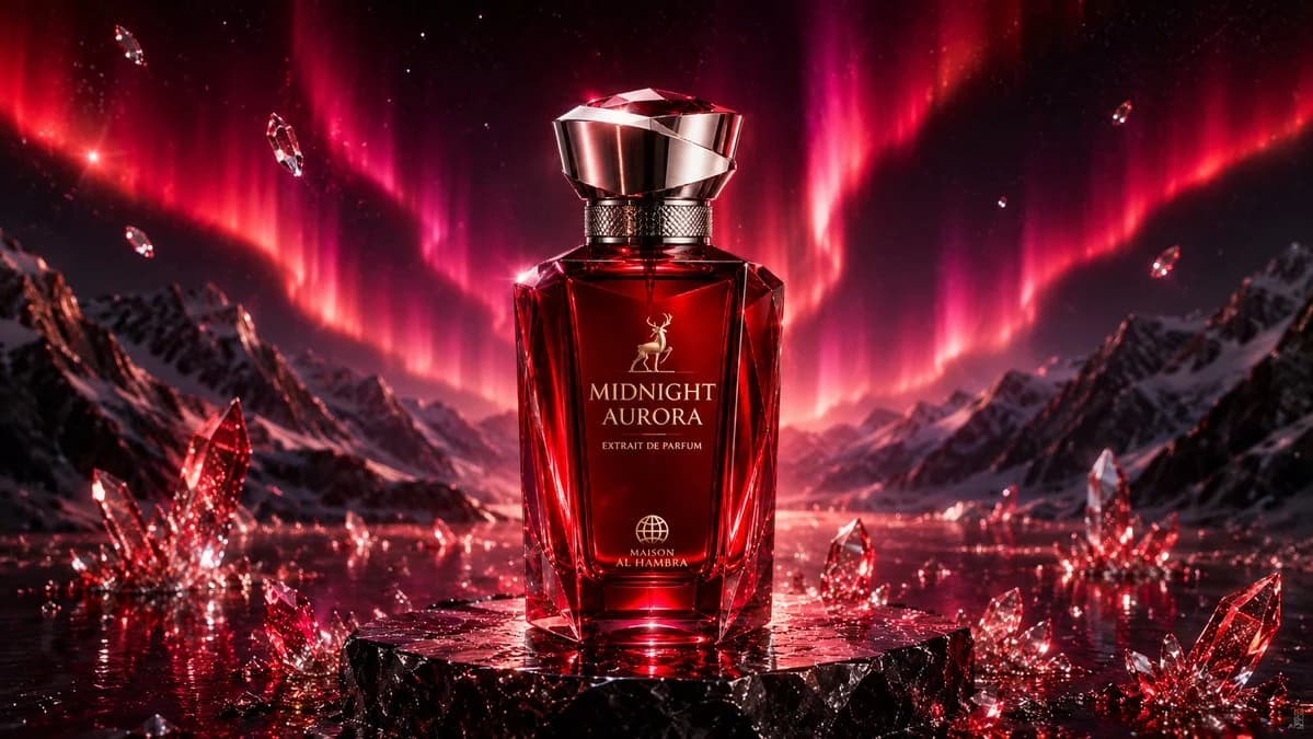 Midnight Aurora Luxury Perfume Ad with polished product presentation, commercial detail, and shop-ready composition