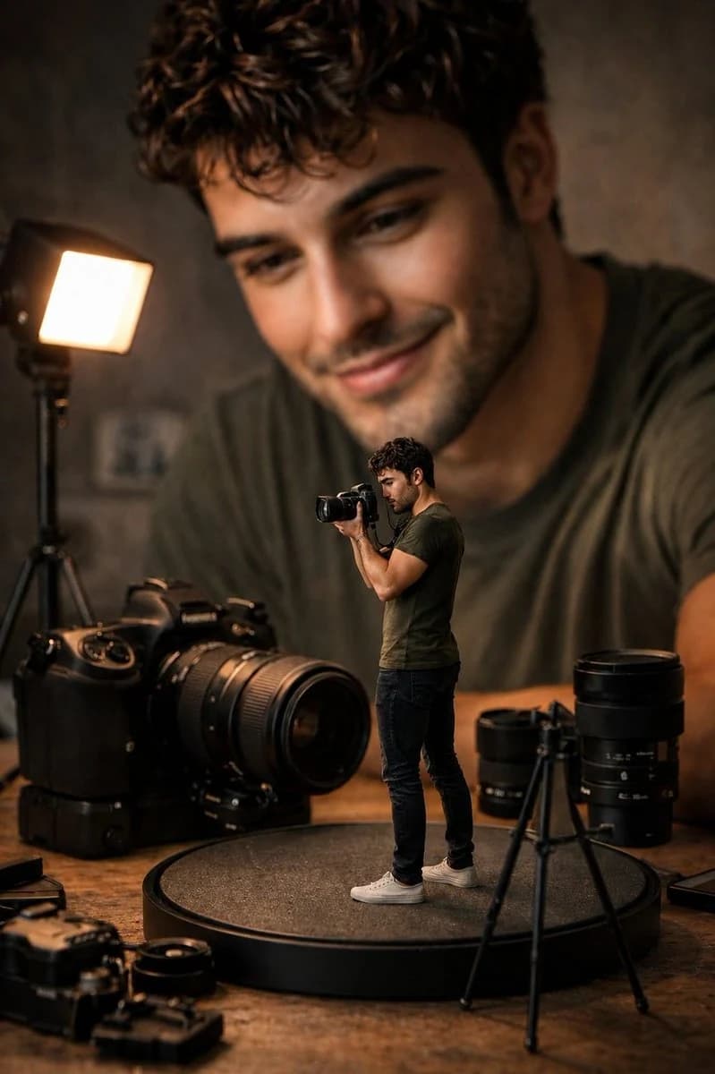 Miniature Photographer Macro Studio Scene social media visual
