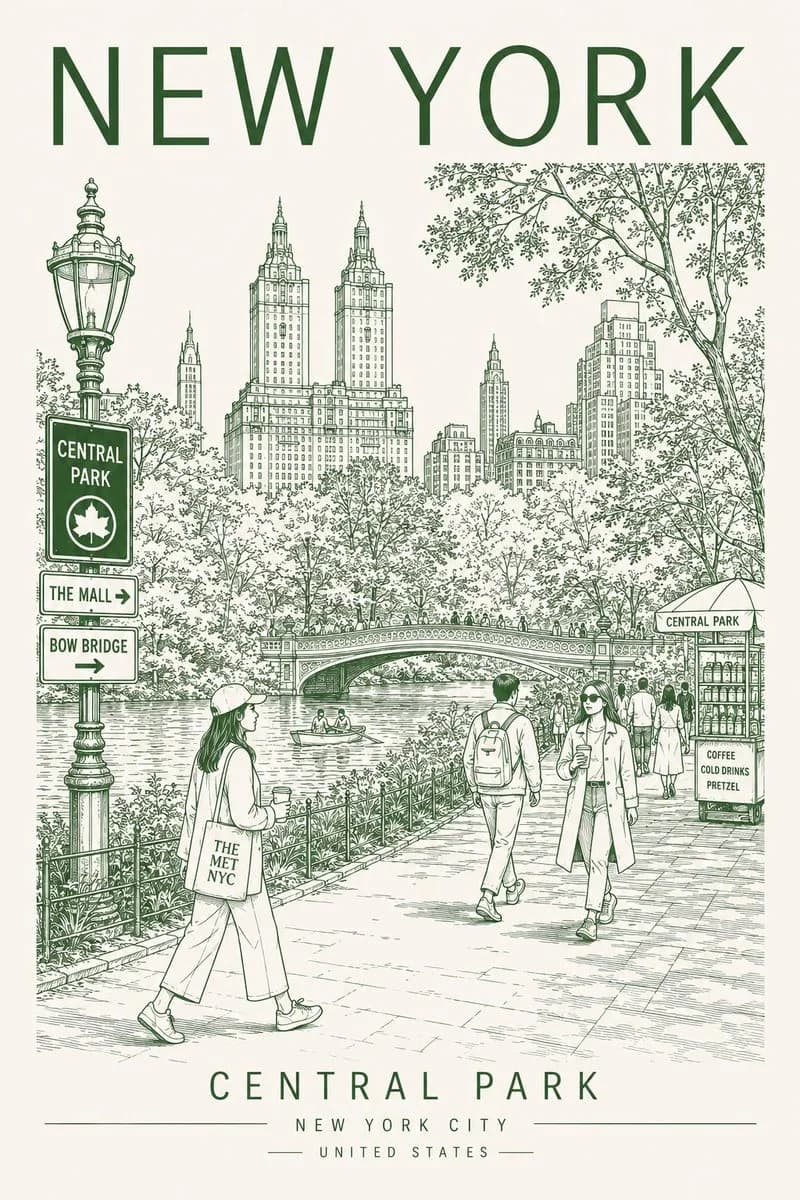 Minimalist City Line-Art Travel Poster poster GPT Image 2 prompt example