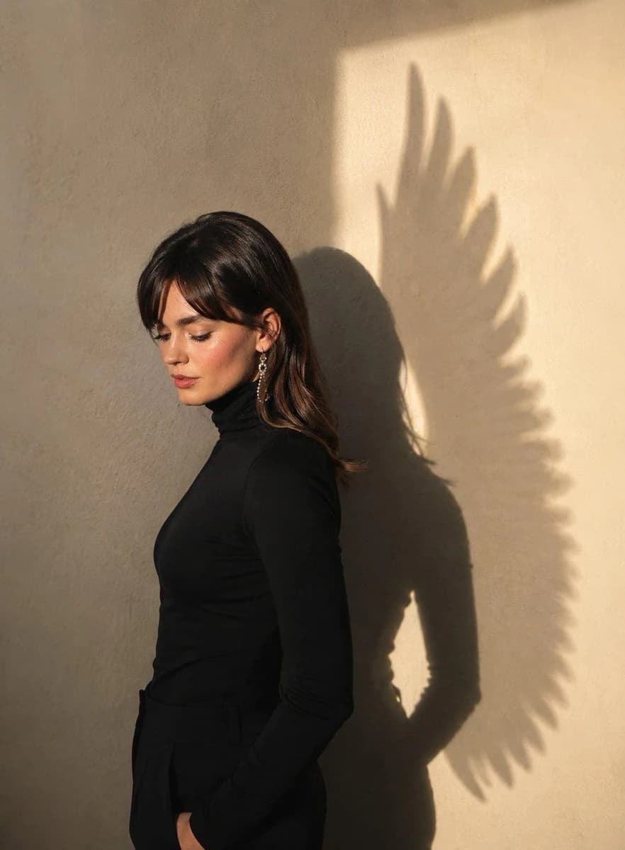 Minimalist Contemplative Angel Shadow Portrait portrait visual