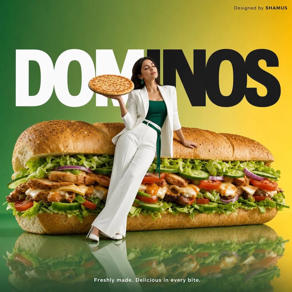Minimalist fast food advertisement with clean product hero, simple typography, and refined commercial layout