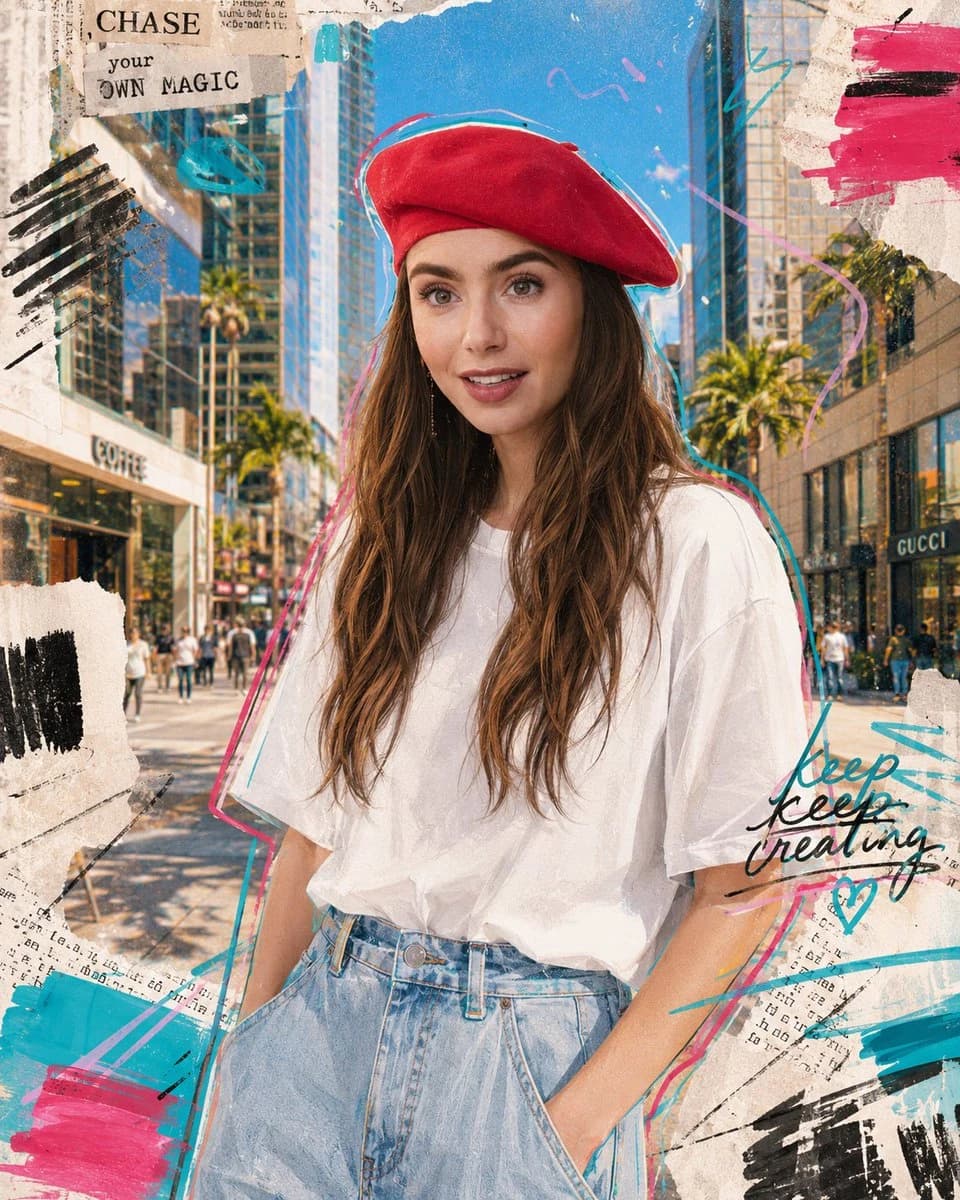 Mixed Media Street Portrait Collage with a scroll-ready composition, expressive subject and cinematic social post styling