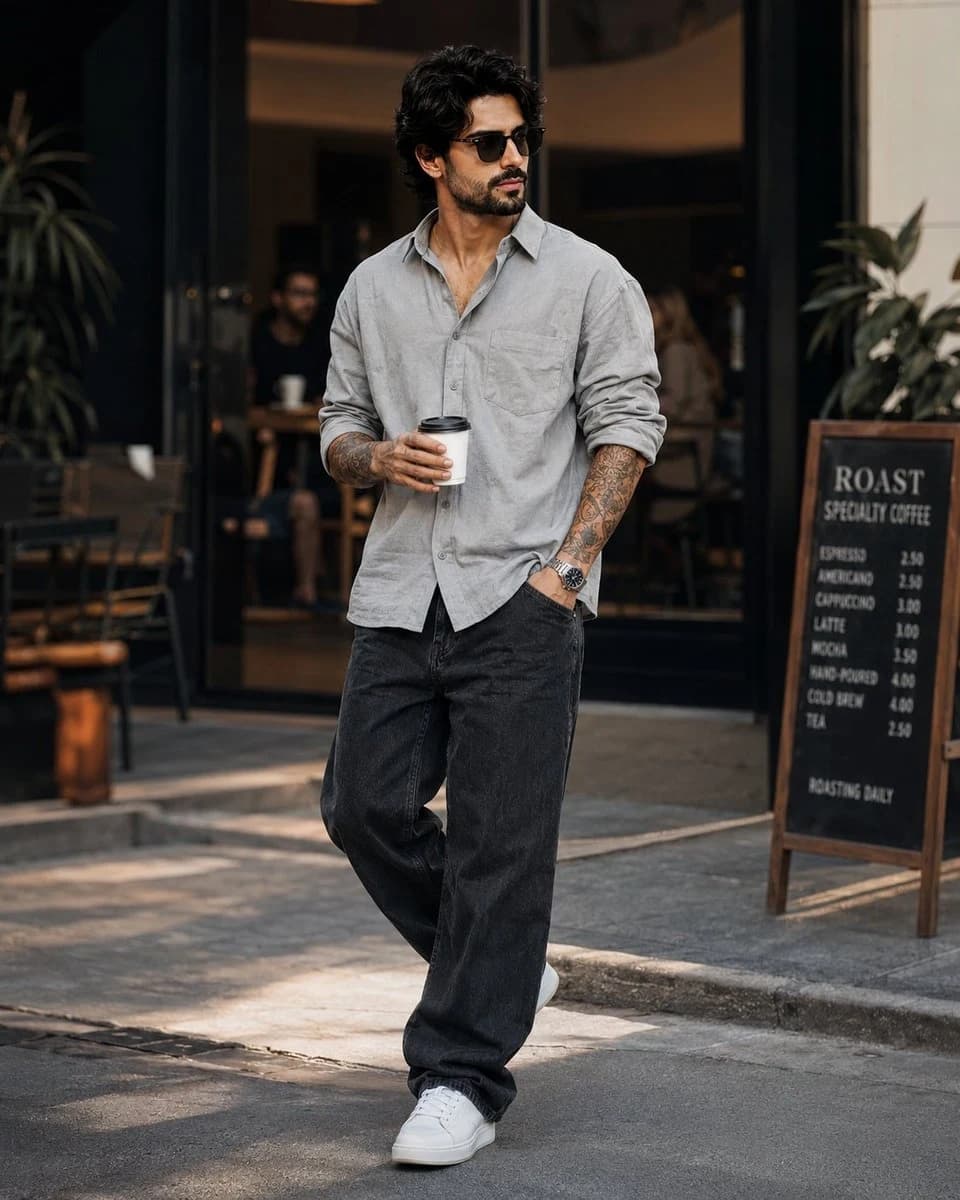 Stylish city fashion portrait with modern street backdrop, confident pose, and polished social editorial look