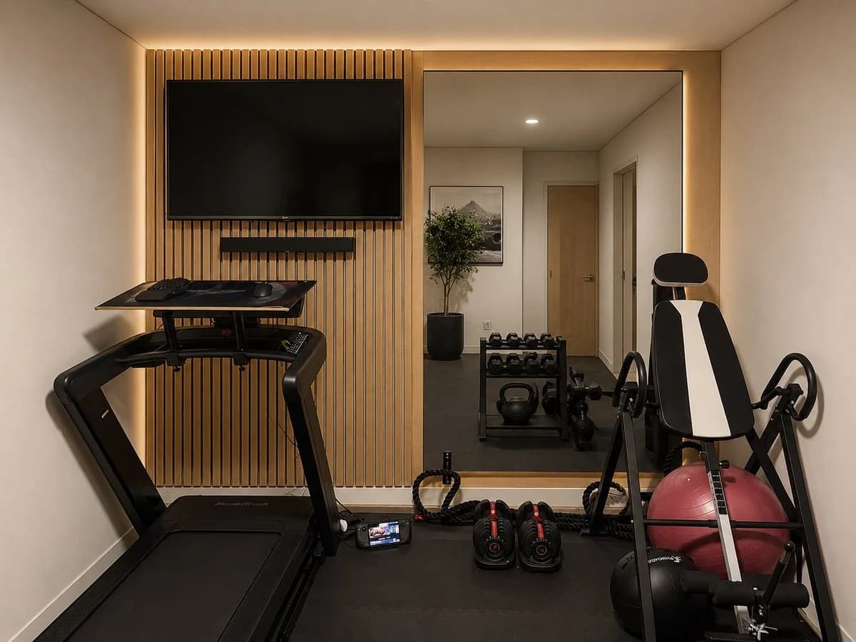 Modern Home Gym Wall Makeover ad creative visual