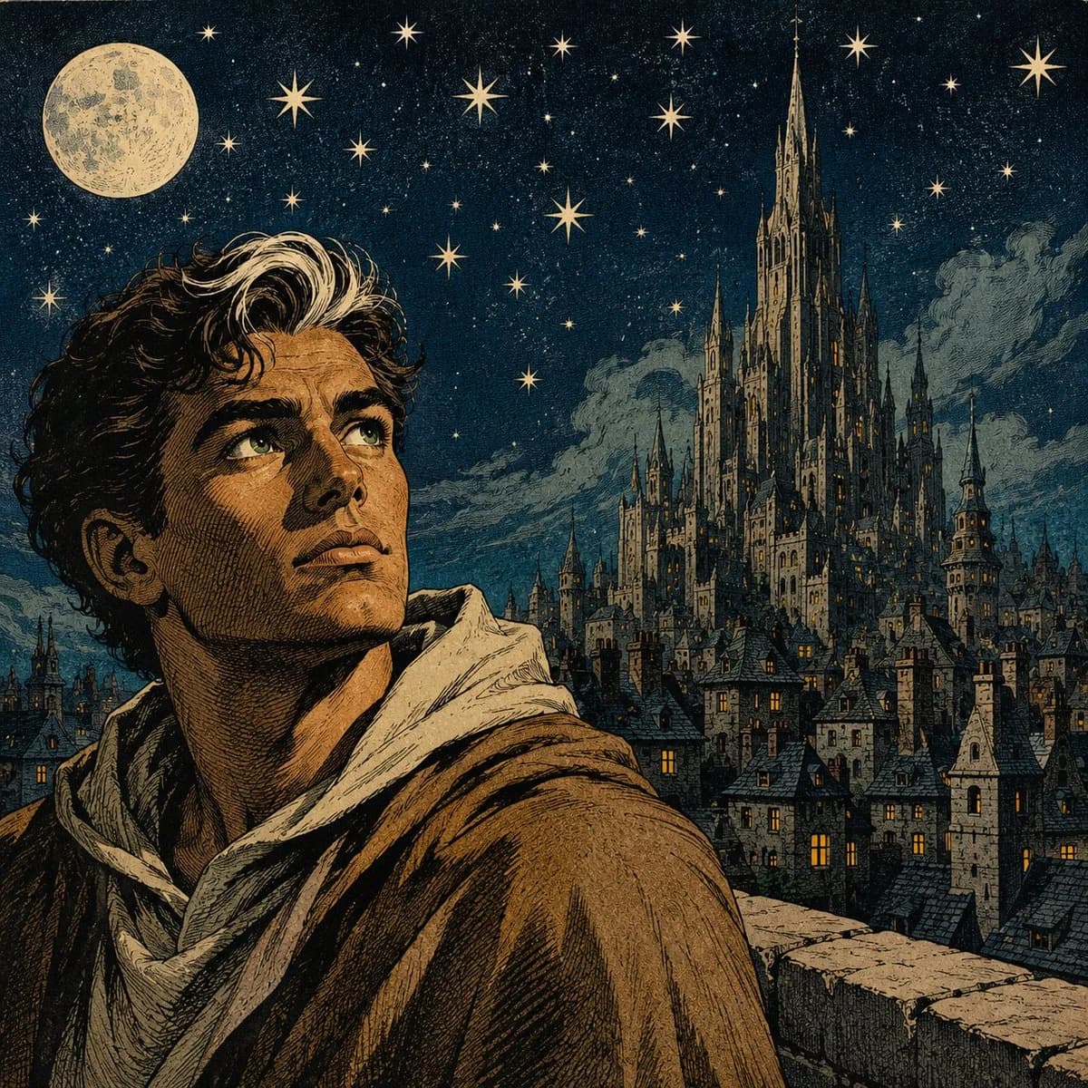 Moonlit Gothic Fantasy Traveler storyboard visual