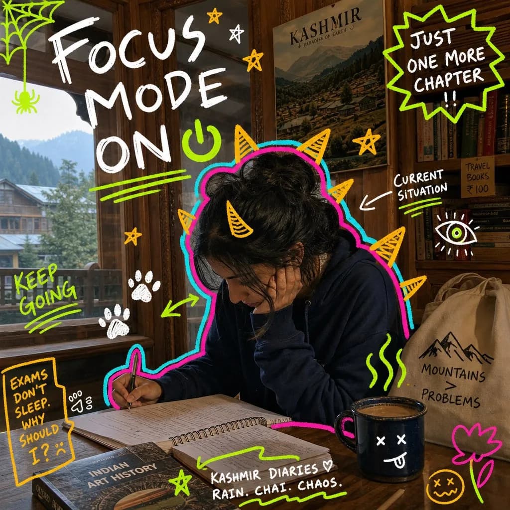 Neon Doodle Gallery Snapshot Template showing an editorial portrait subject with styled wardrobe, lighting and background detail