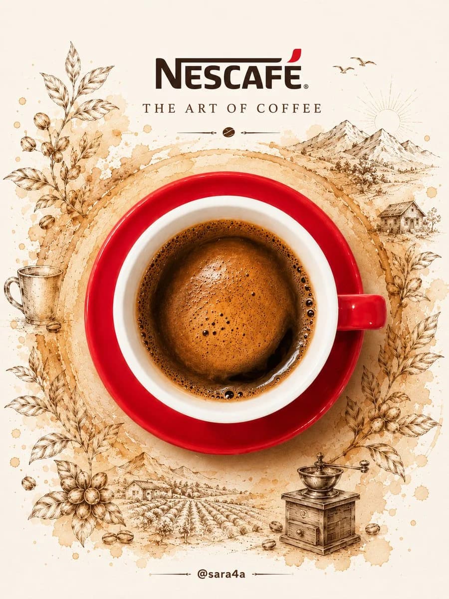 Coffee map poster with illustrated regional flavors and warm brown tones