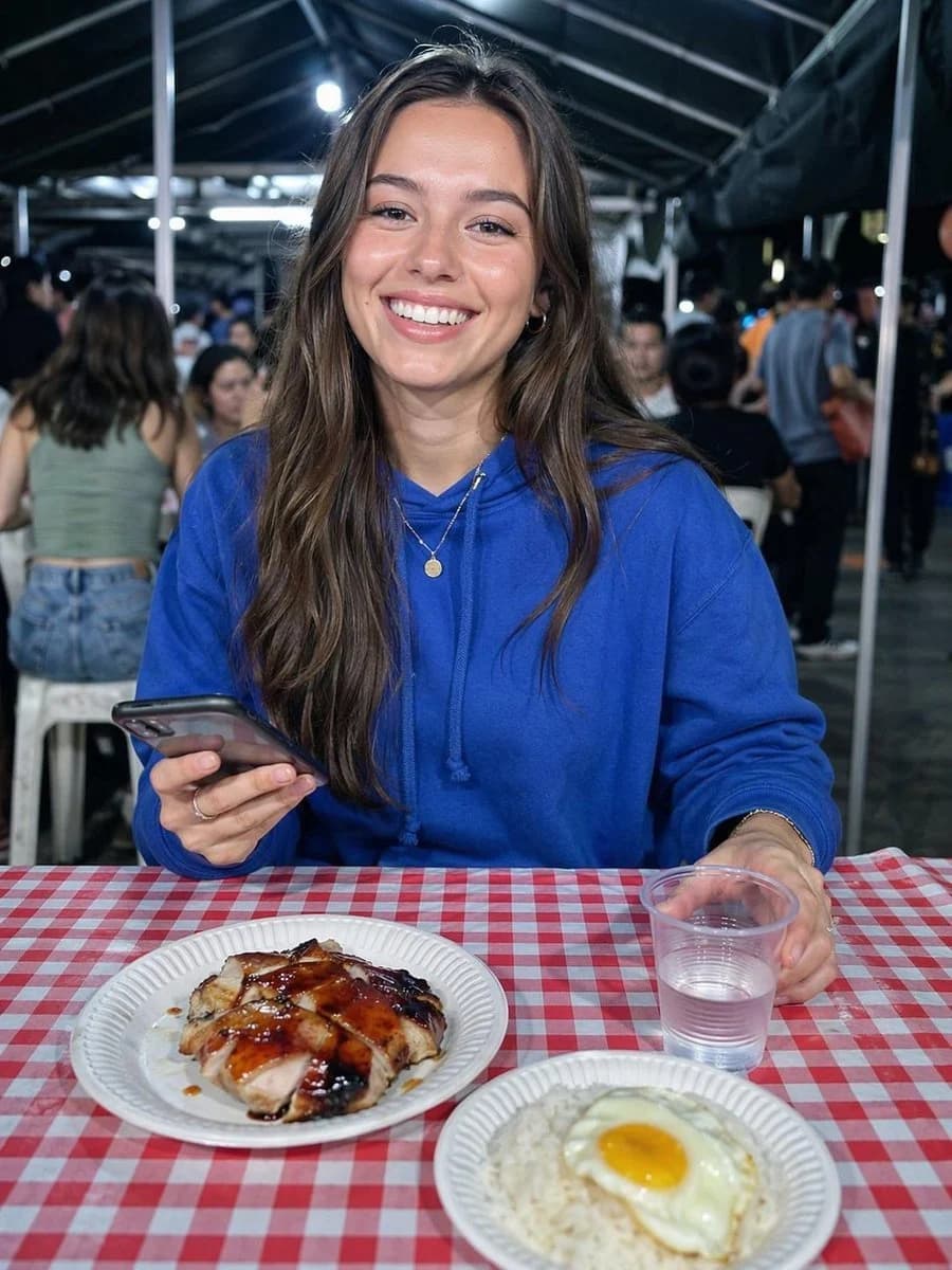 Night Market Dinner Portrait with scroll-ready composition, strong focal subject, and polished social post styling
