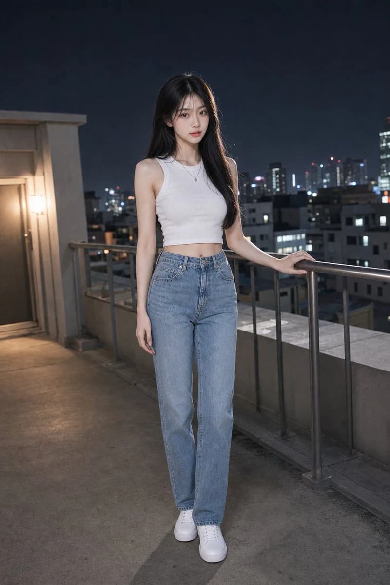 Night Rooftop Fashion Portrait portrait visual