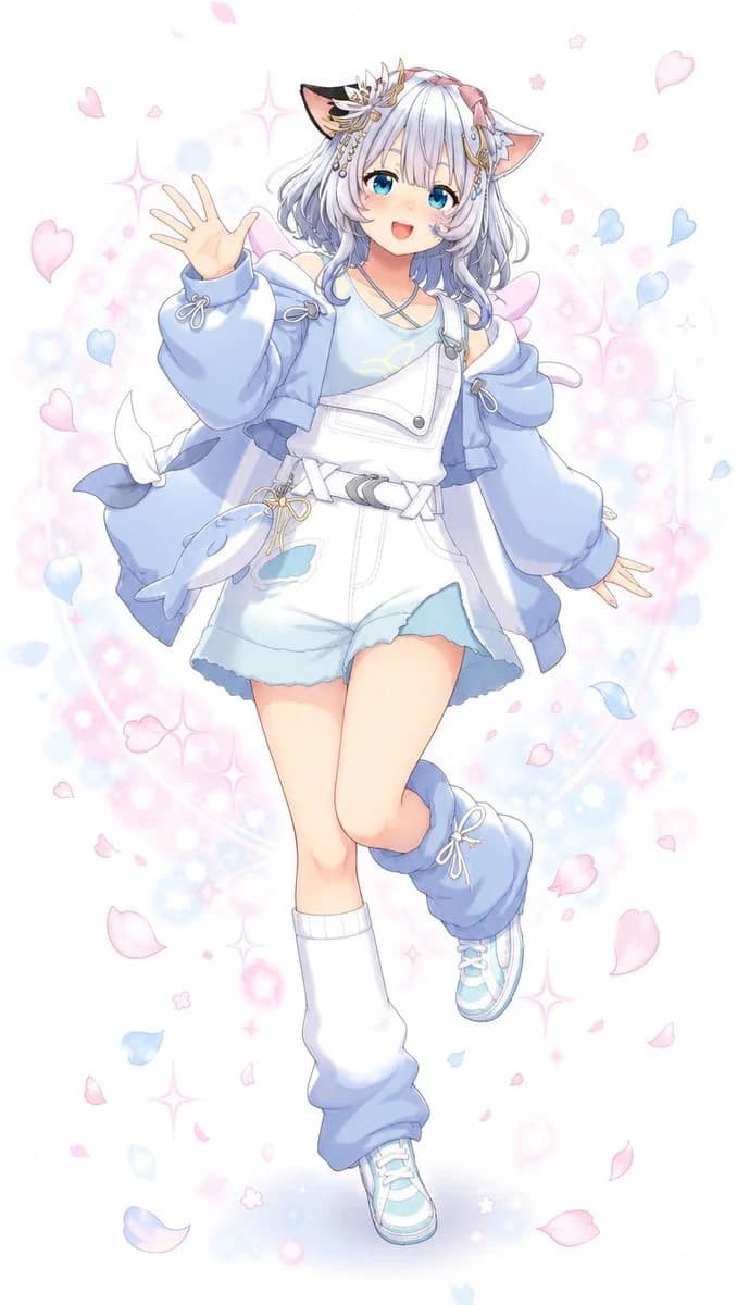 Pastel Cat-Eared Anime Girl portrait visual