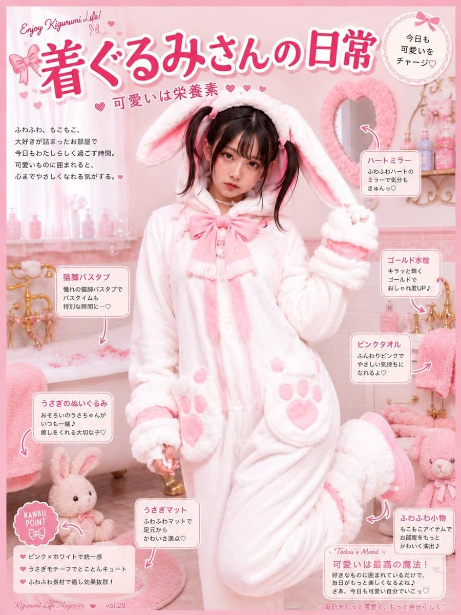 Pink Bunny Kigurumi Magazine Cover ad creative visual