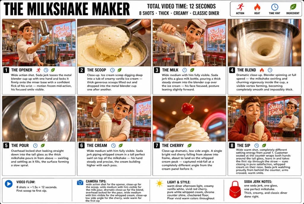 Pixar-style 3D infographic storyboard poster with clean panels, bold typography, vivid colors, and a white presentation layout