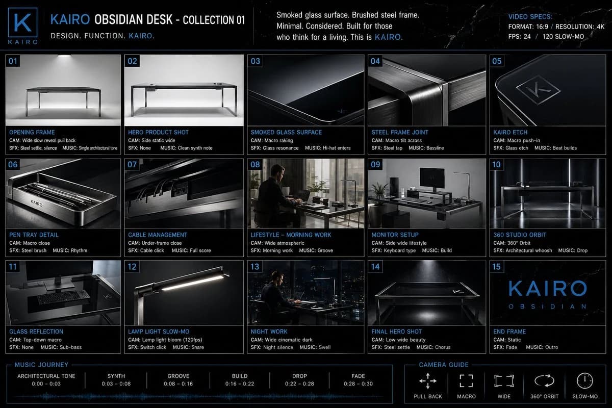Premium Office Furniture Commercial Storyboard storyboard visual