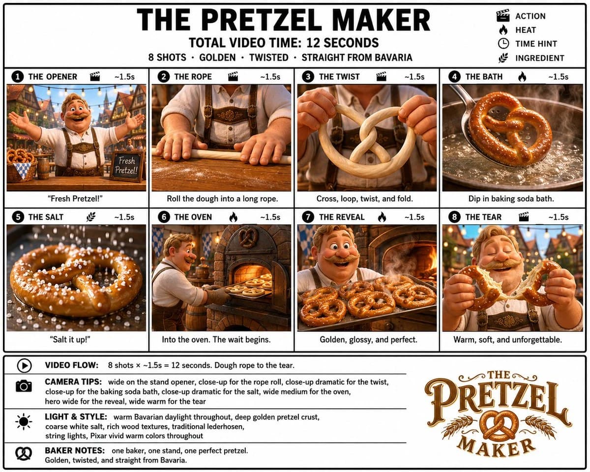 Pretzel Maker Storyboard Poster with structured visual hierarchy, readable details and polished educational layout