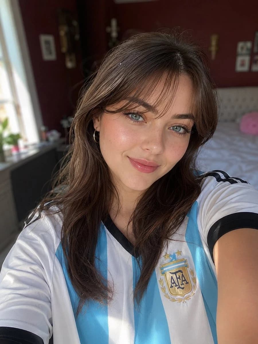 Realistic lifestyle smartphone selfie with luminous skin, relaxed expression, and candid social-photo composition.