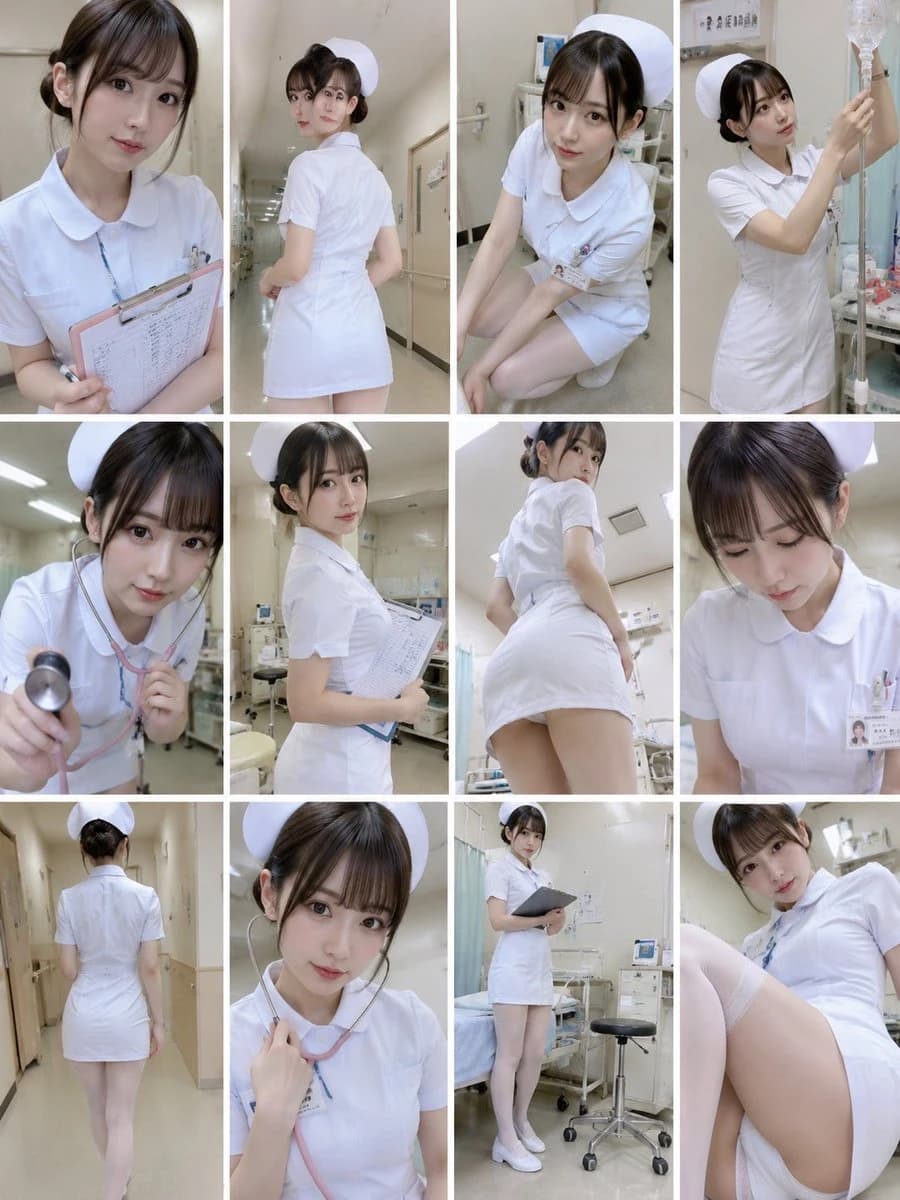 Realistic Rookie Nurse Collage with a scroll-ready composition, expressive subject and cinematic social post styling