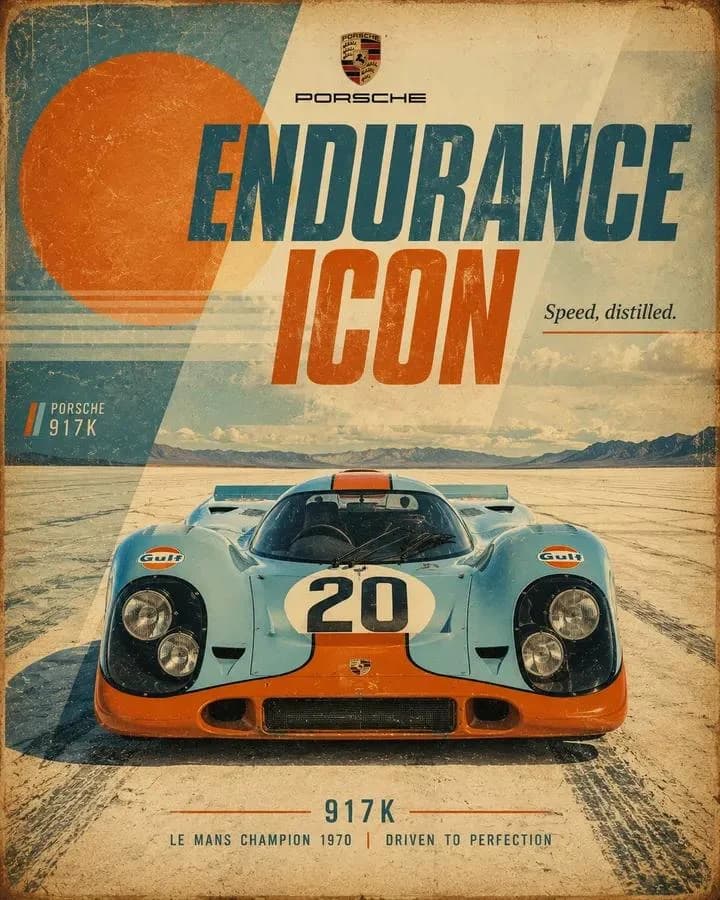 Retro Motorsport Graphic Poster with campaign-ready composition, brand-focused styling and premium commercial lighting