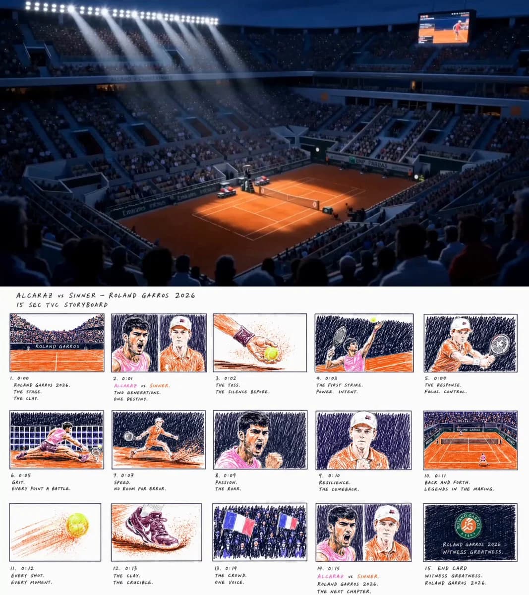 Roland Garros Tennis Trailer poster GPT Image 2 prompt example
