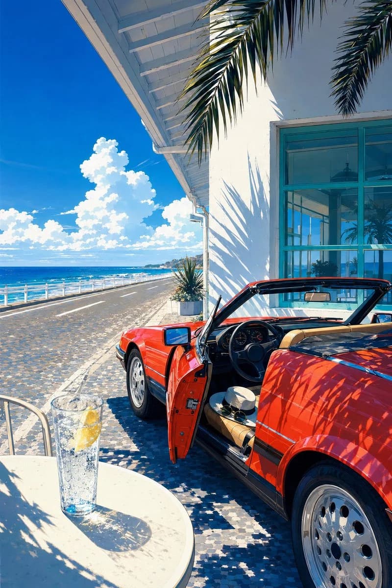 Seaside Convertible and Lemon Soda ad creative visual