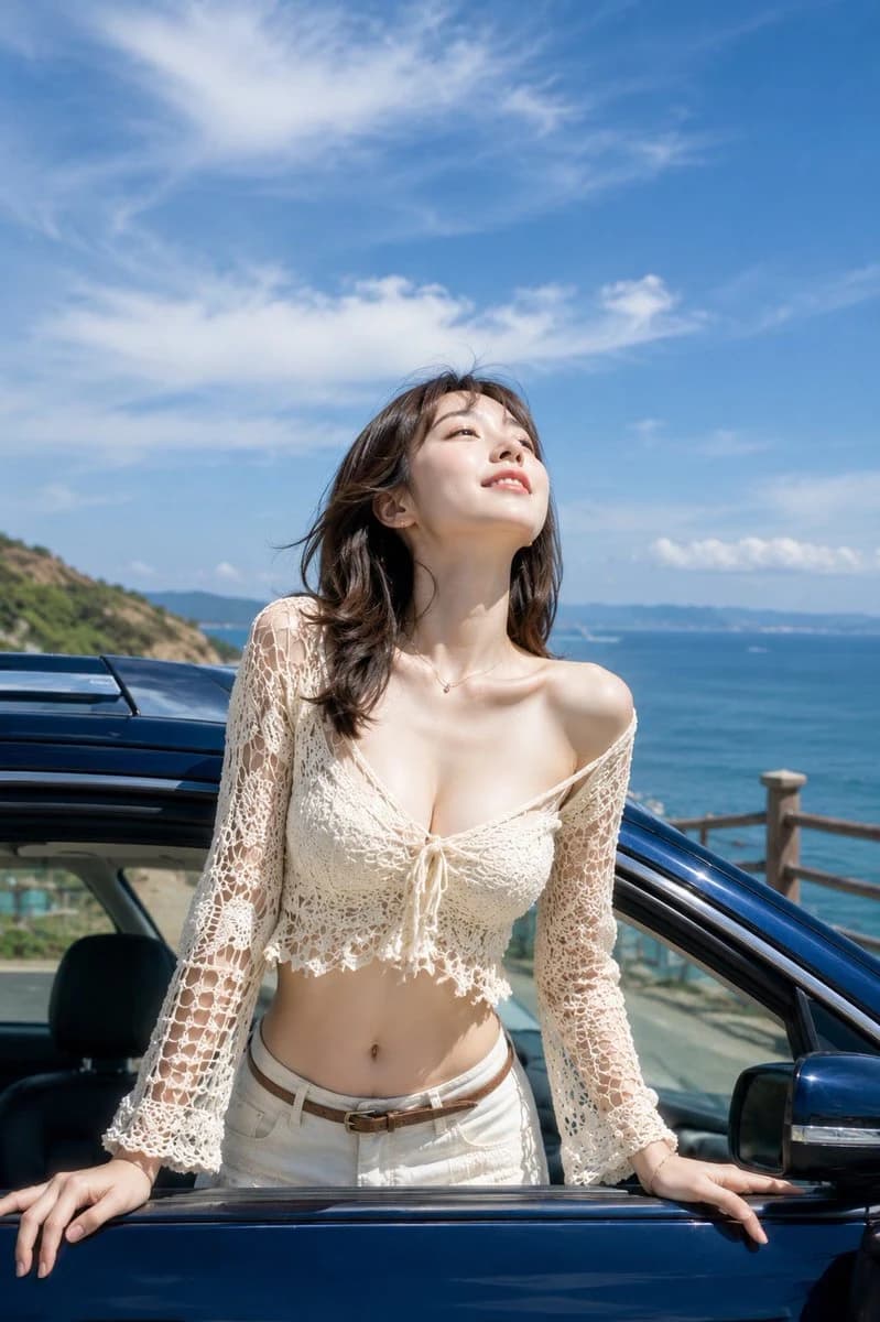Seaside Drive Fashion Portrait ad creative visual