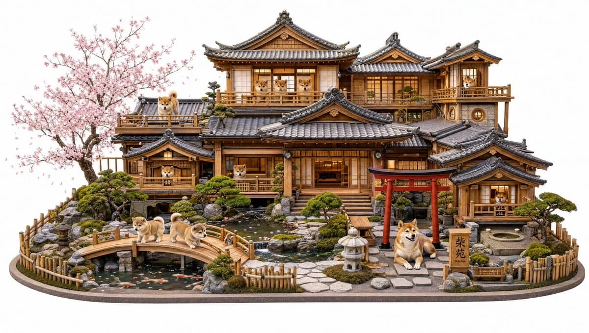 Shiba Inu Japanese Mansion Diorama ad creative visual