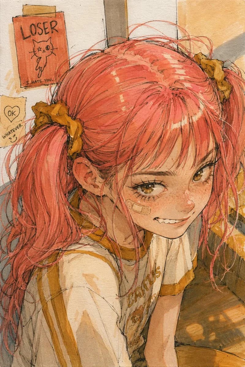 Simple Anime Girl Character with expressive character styling, soft illustration detail and portrait-focused composition
