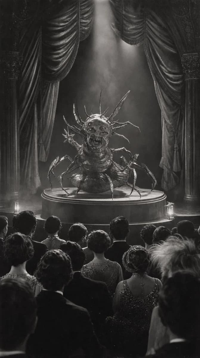 Sketch to Vintage Horror Theater Scene with sequential panels, cinematic framing, and clear storytelling layout