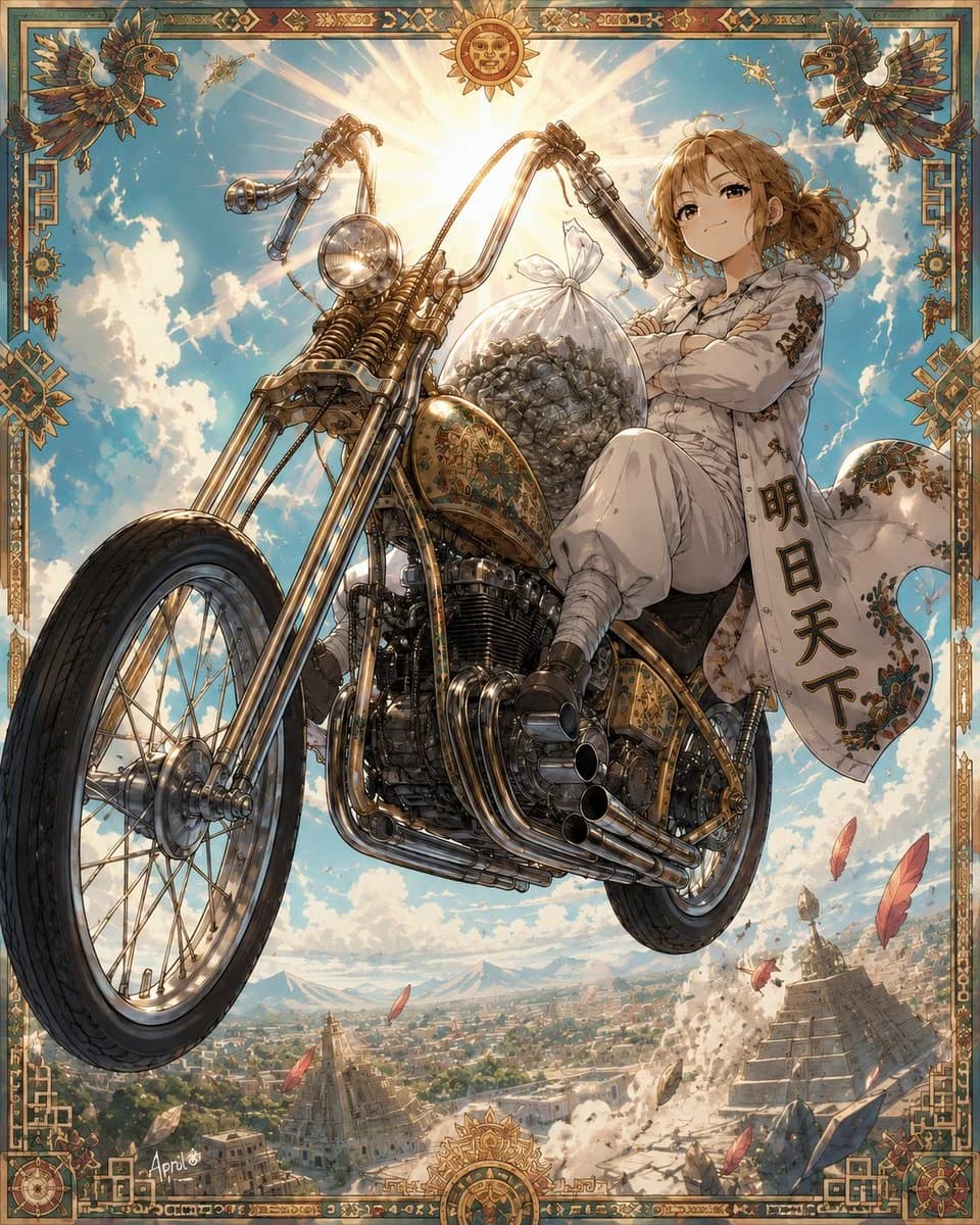 Skyborne Anime Biker in Ancient City storyboard visual