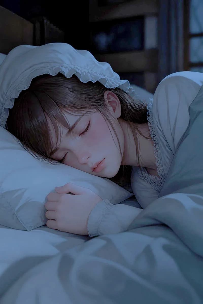 Sleeping Woman in Nightcap with expressive portrait styling, crisp facial detail and profile-ready composition