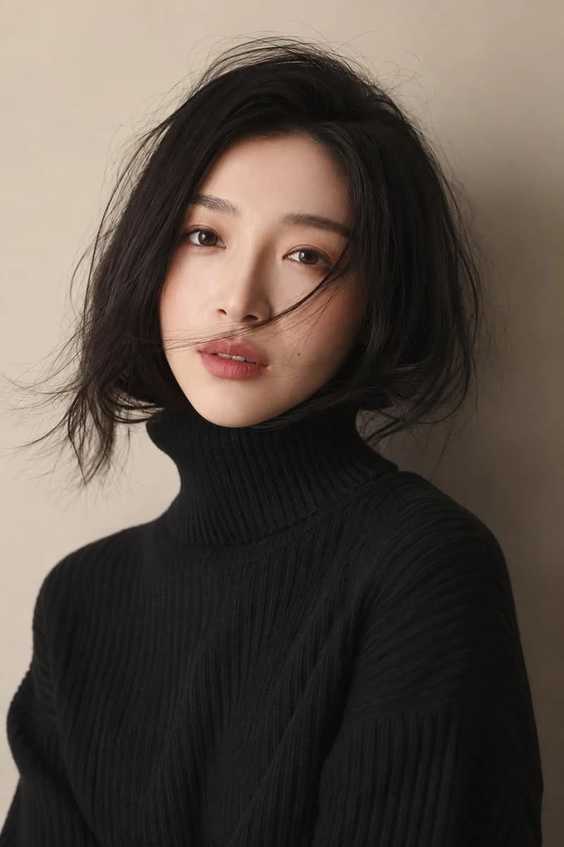 Soft Studio Portrait in Black Turtleneck portrait visual